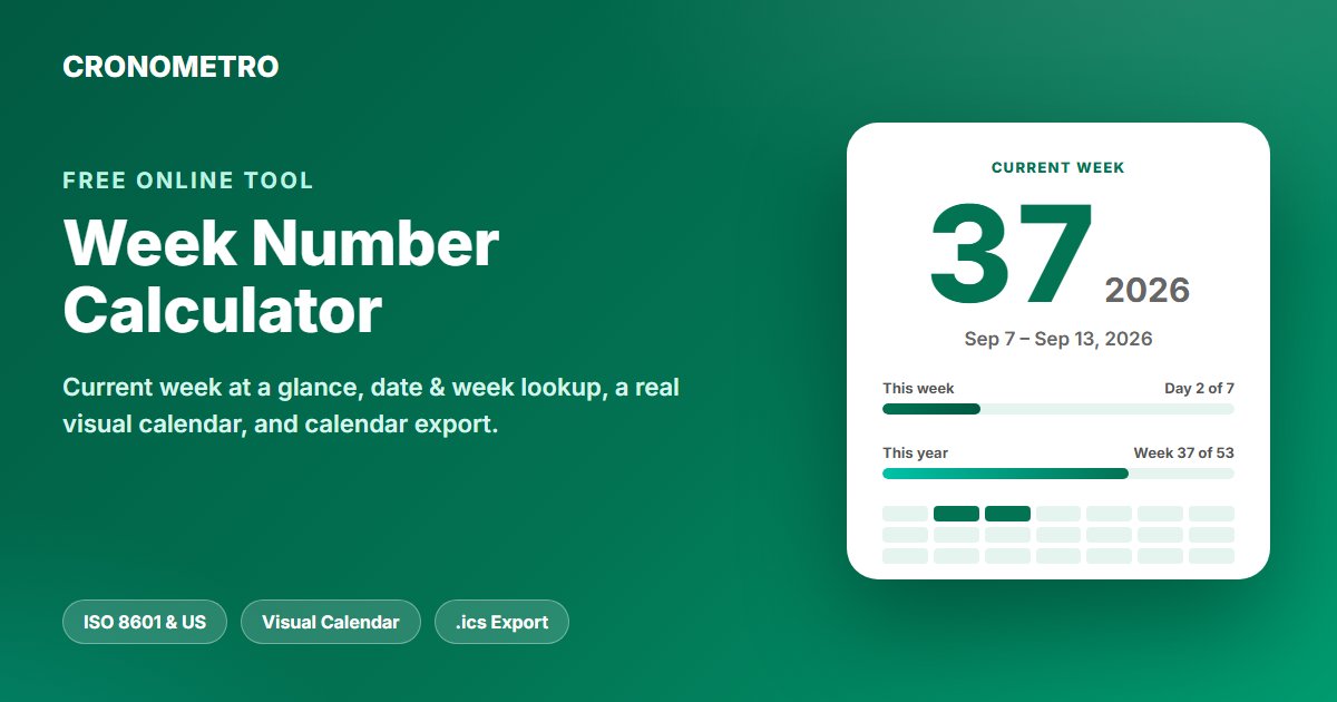 Week Number Calculator - Find Current & Any Week Number